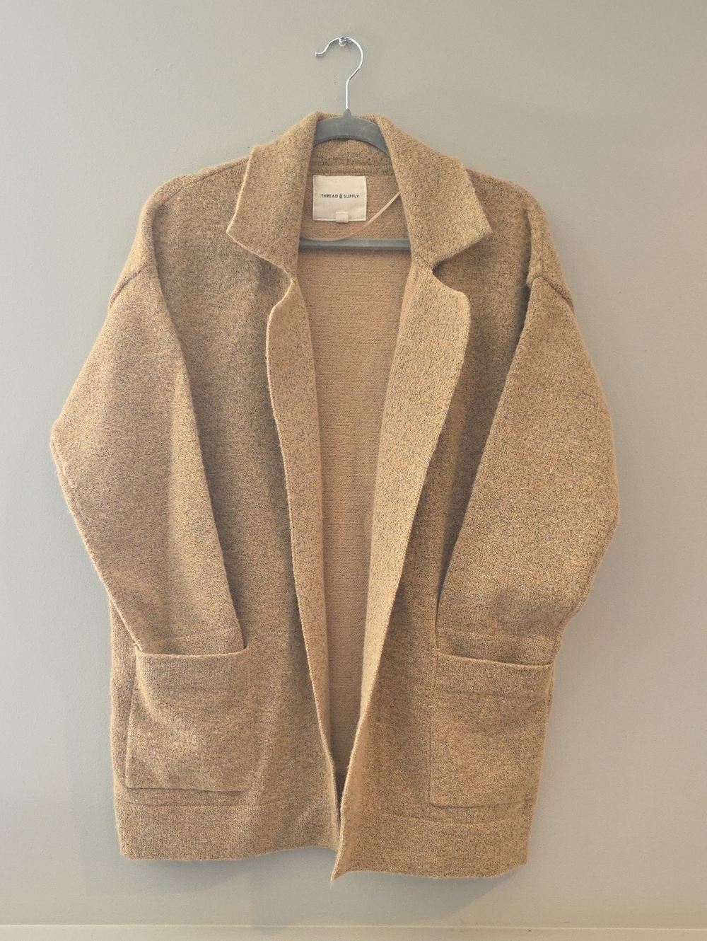 Thread & Supply Teddy Open-Front Jacket in Camel Brown